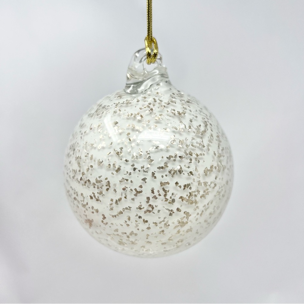 Lenox Art Glass Ornaments White & Silver Speckled Set of Three - Picture 2 of 7
